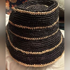 WYETH  Black and Tan Straw Hat New without tags